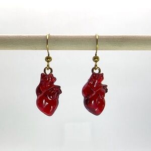 Red Anatomical Heart Earrings